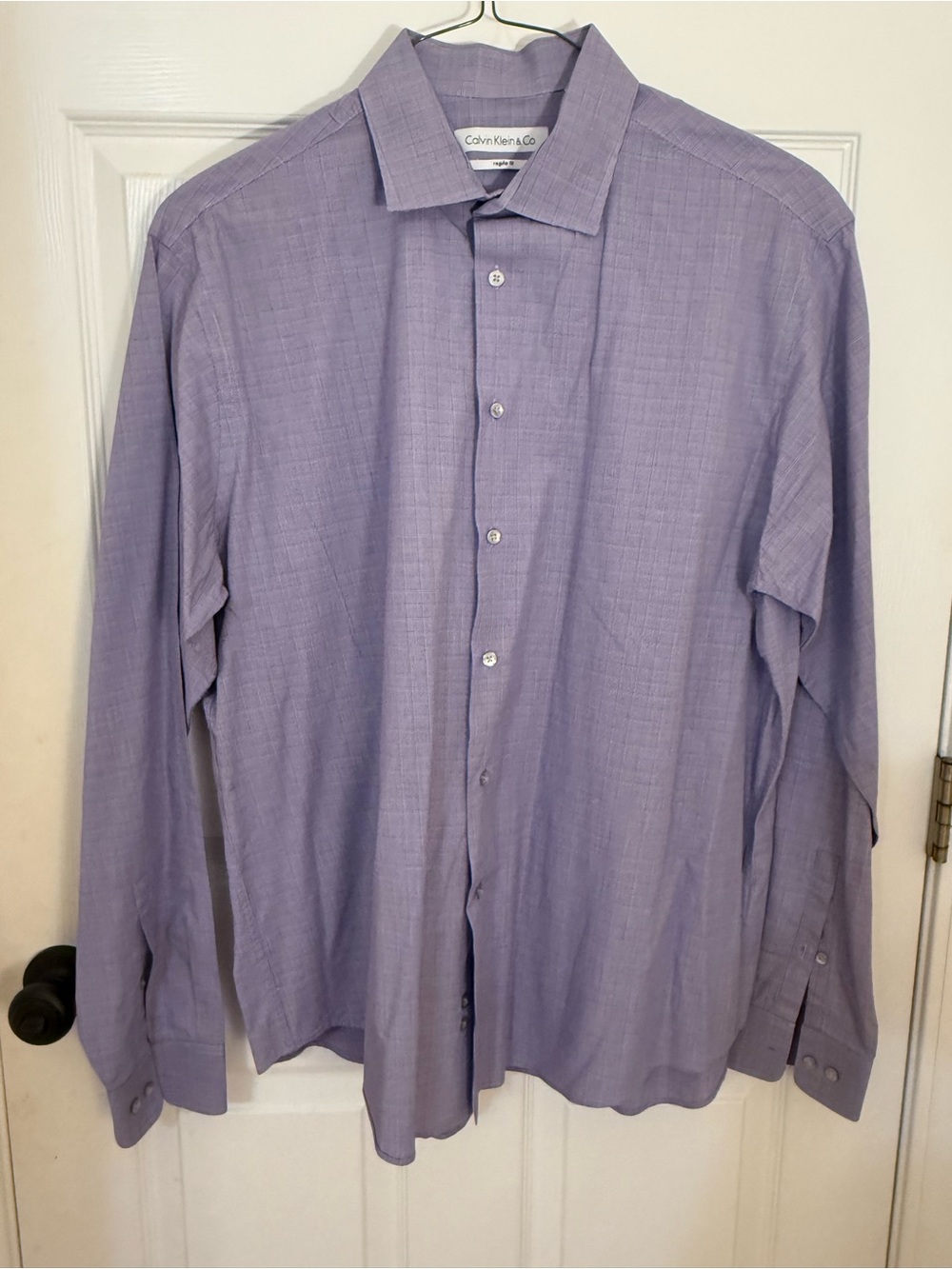 Calvin Klein Men's Light Purple Long-Sleeve Dress Shirt